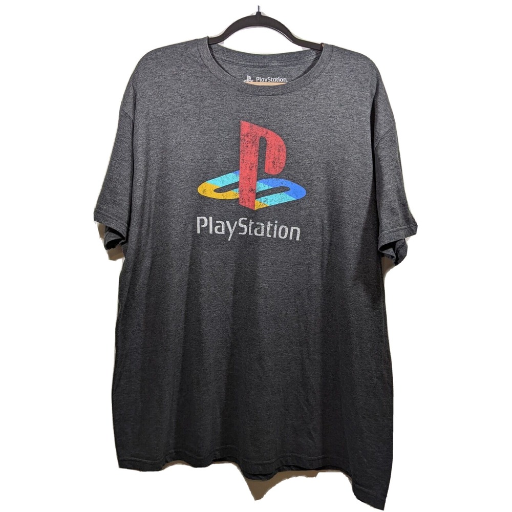 PlayStation Men T-Shirt Gray Logo Graphic Short Sleeve  2XL